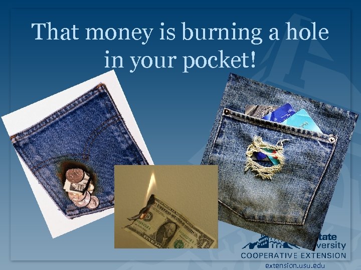 That money is burning a hole in your pocket! extension. usu. edu 