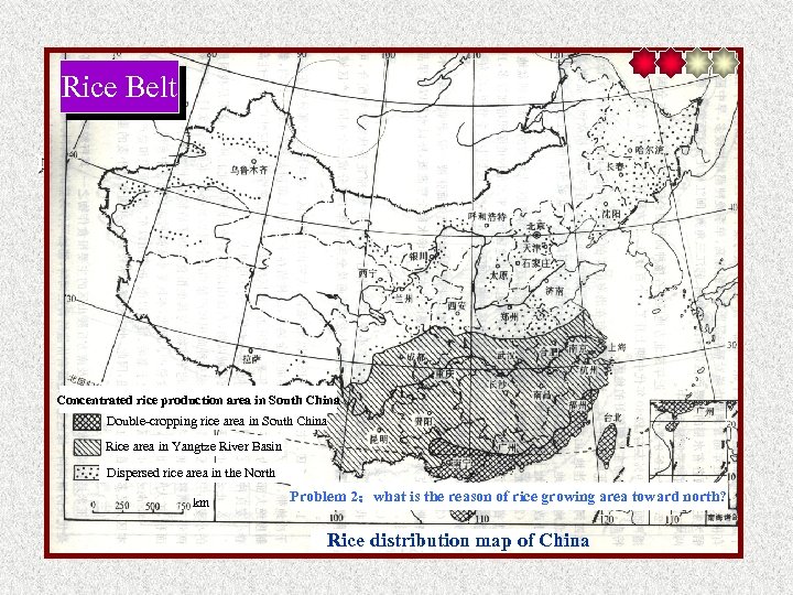 Rice Belt 中国粮食分布. 水稻 Concentrated rice production area in South China Double-cropping rice area