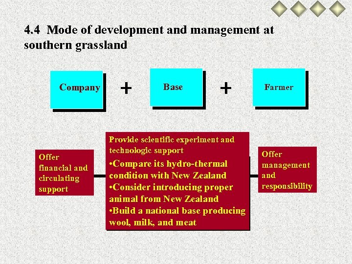 4. 4 Mode of development and management at southern grassland Company Offer financial and