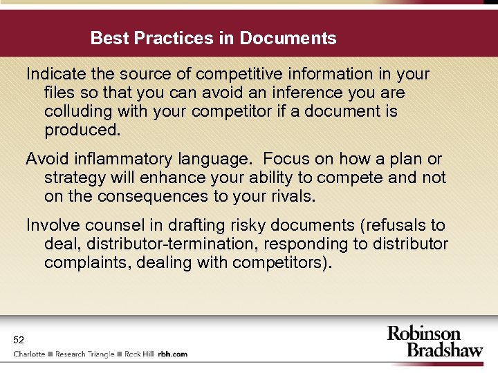 Best Practices in Documents Indicate the source of competitive information in your files so