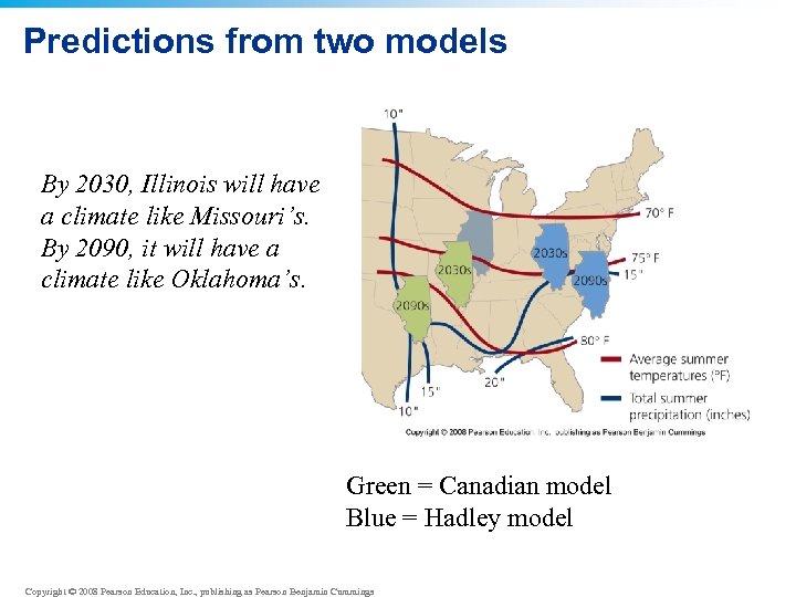 Predictions from two models By 2030, Illinois will have a climate like Missouri’s. By