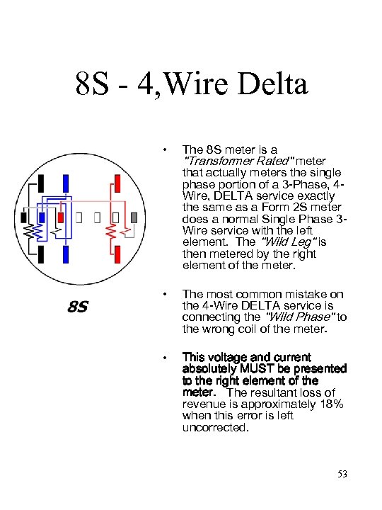 8 S - 4, Wire Delta • • • The 8 S meter is