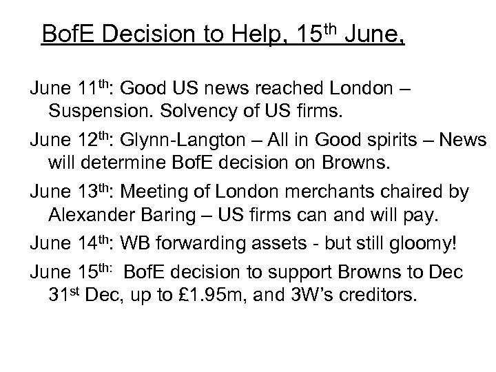 Bof. E Decision to Help, 15 th June, June 11 th: Good US news