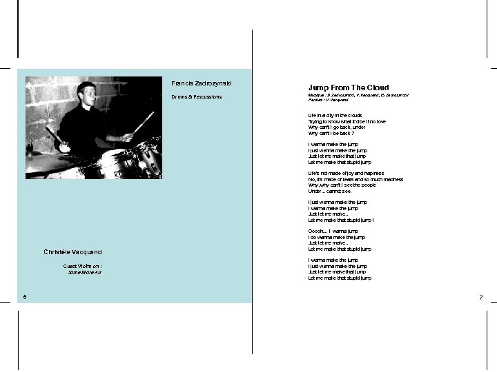 Francis Zadrozynski Drums & Percussions Jump From The Cloud Musique : D. Zadrozynski, V.