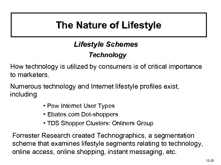 The Nature of Lifestyle Schemes Technology How technology is utilized by consumers is of