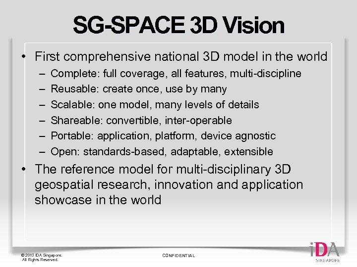 SG-SPACE 3 D Vision • First comprehensive national 3 D model in the world