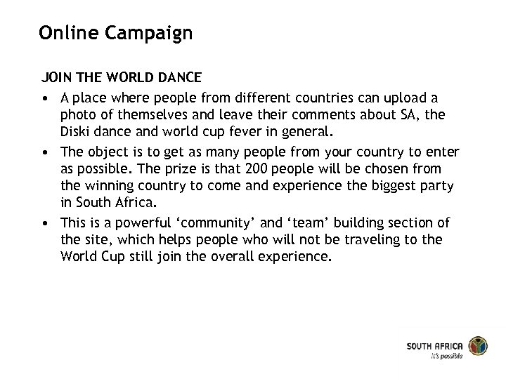 Online Campaign JOIN THE WORLD DANCE • A place where people from different countries