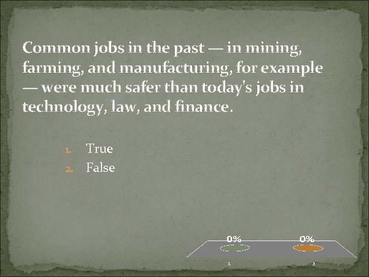 Common jobs in the past — in mining, farming, and manufacturing, for example —