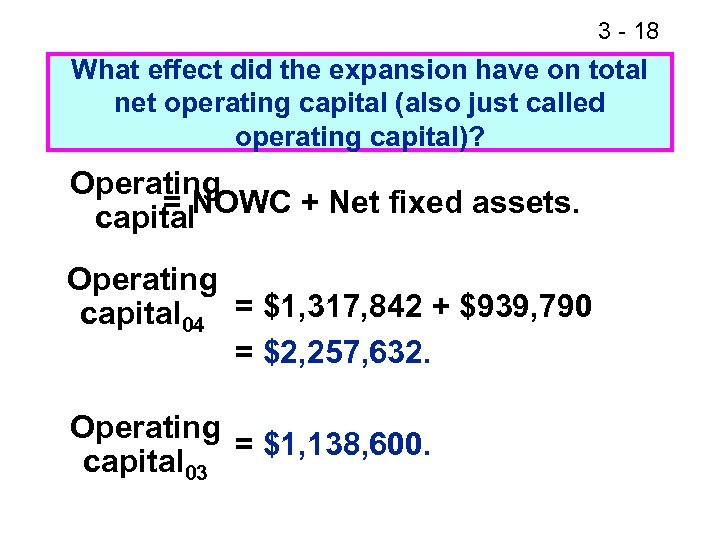 3 - 18 What effect did the expansion have on total net operating capital