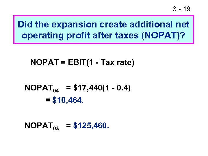 3 - 19 Did the expansion create additional net operating profit after taxes (NOPAT)?