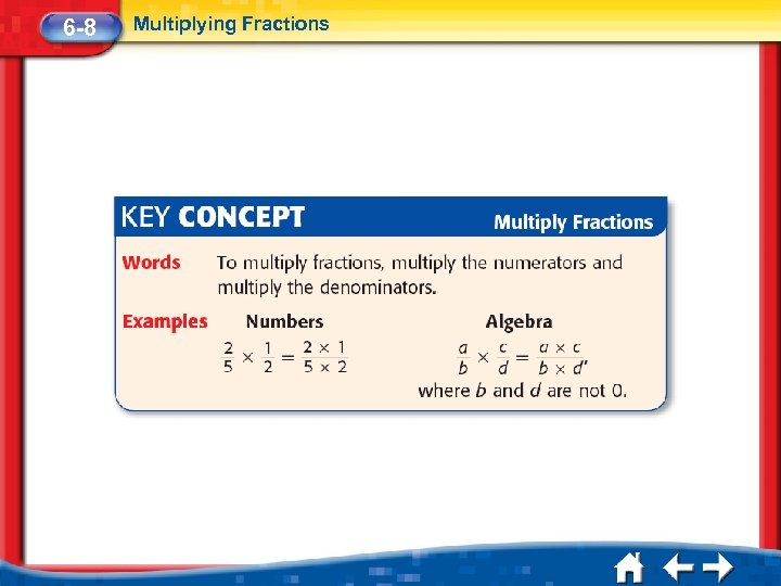 6 -8 Multiplying Fractions 