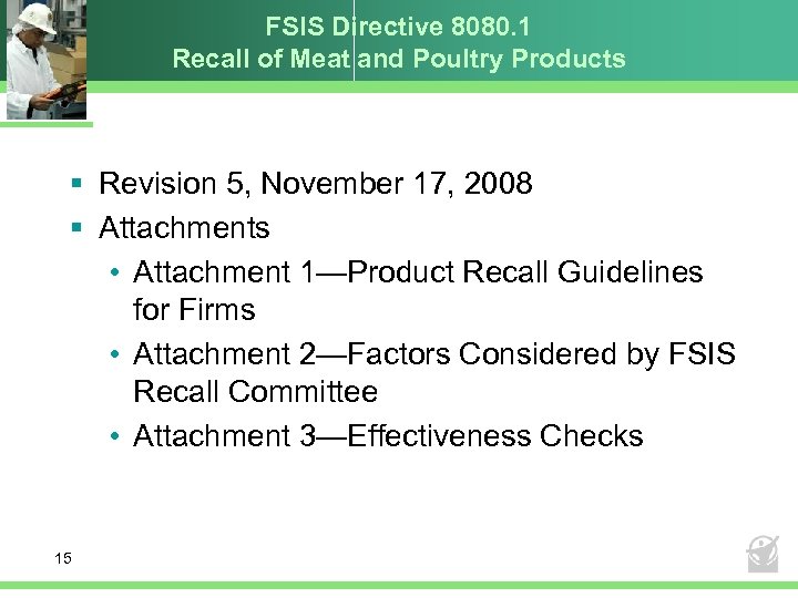 FSIS Directive 8080. 1 Recall of Meat and Poultry Products § Revision 5, November