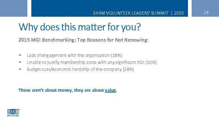 SHRM VOLUNTEER LEADERS’ SUMMIT | 2015 Why does this matter for you? 2015 MGI
