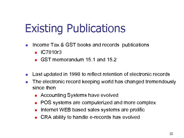 Existing Publications n n n Income Tax & GST books and records publications n
