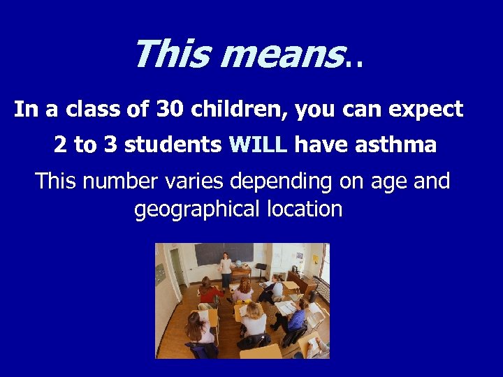 This means. . In a class of 30 children, you can expect 2 to