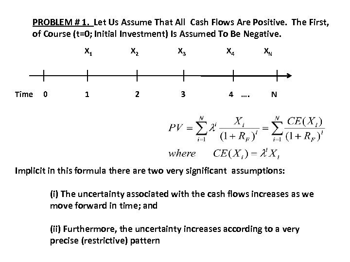 PROBLEM # 1. Let Us Assume That All Cash Flows Are Positive. The First,