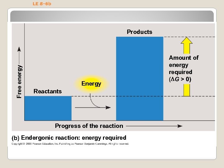 LE 8 -6 b Free energy Products Energy Reactants Progress of the reaction Endergonic