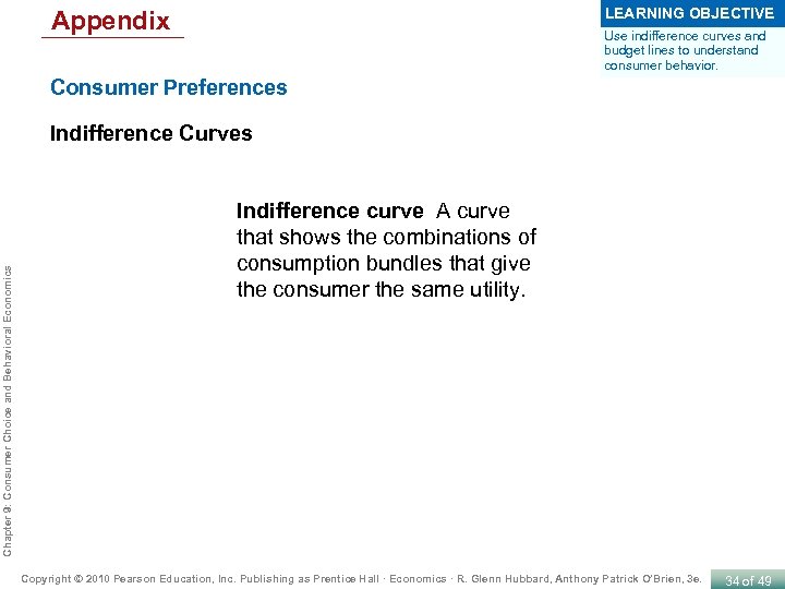 LEARNING OBJECTIVE Appendix Use indifference curves and budget lines to understand consumer behavior. Consumer