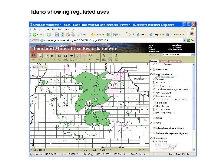 Idaho showing regulated uses 