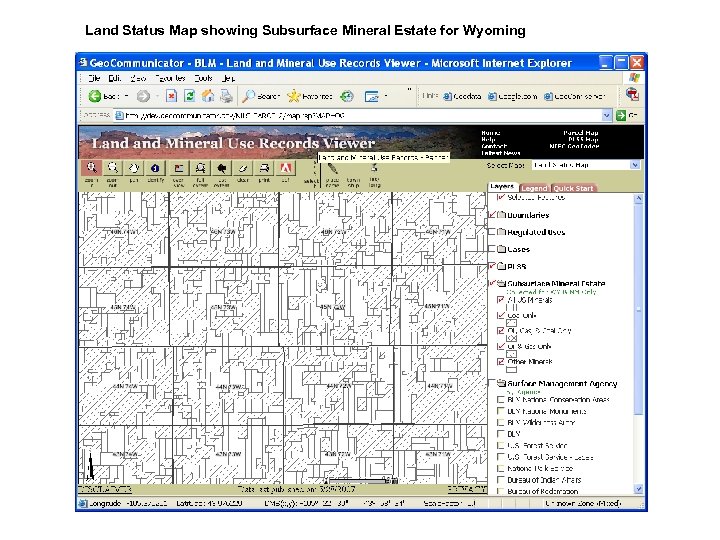 Land Status Map showing Subsurface Mineral Estate for Wyoming 