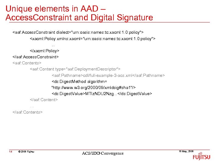 Unique elements in AAD – Access. Constraint and Digital Signature <aaf: Access. Constraint dialect=