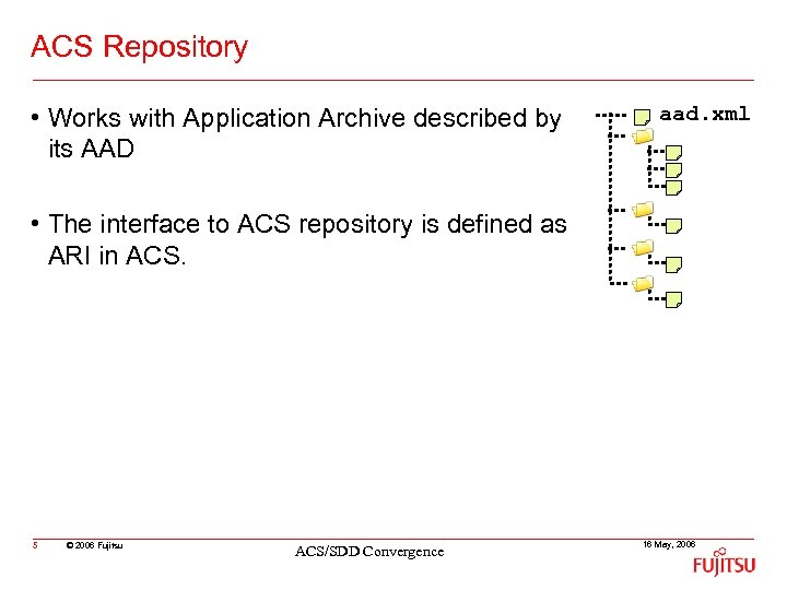 ACS Repository • Works with Application Archive described by its AAD aad. xml •