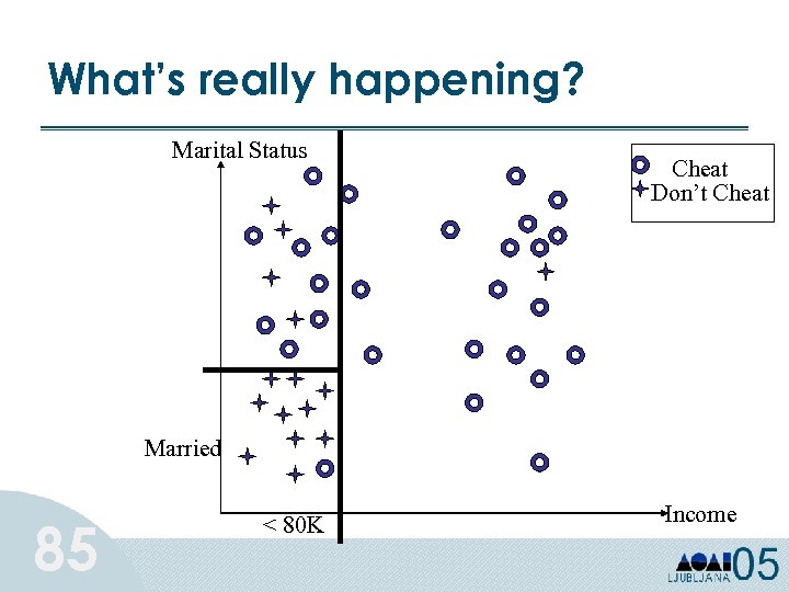 What’s really happening? Marital Status Cheat Don’t Cheat Married 85 < 80 K Income