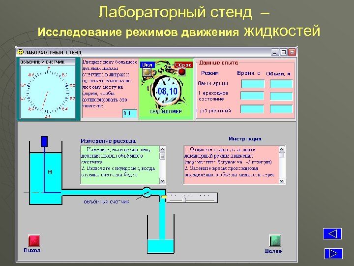 Лабораторный стенд – Исследование режимов движения жидкостей 