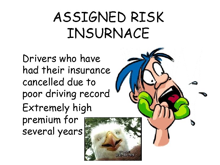 ASSIGNED RISK INSURNACE Drivers who have had their insurance cancelled due to poor driving