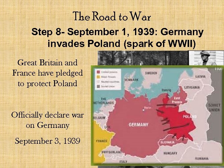 The Road to War Step 8 - September 1, 1939: Germany invades Poland (spark