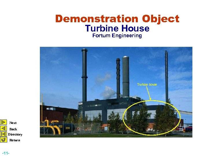 Demonstration Object Turbine House Fortum Engineering Turbine house Next Back Directory Return -11 -