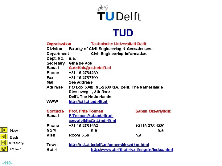 TUD Organisation Technische Universiteit Delft Division Faculty of Civil Engineering & Geosciences Department Civil