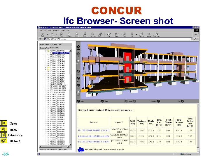 CONCUR Ifc Browser- Screen shot Next Back Directory Return -65 - 