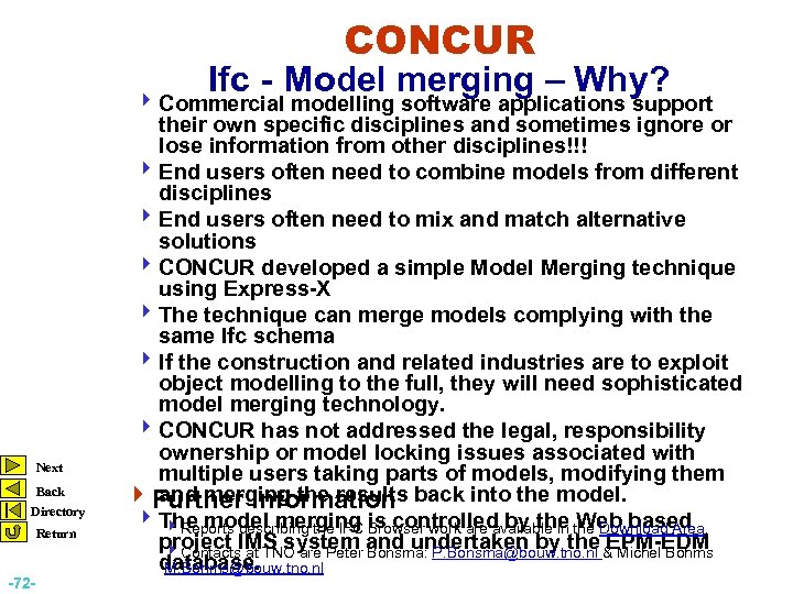 CONCUR Ifc - Model merging – Why? Next Back Directory Return -72 - 4