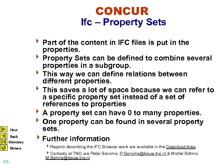 CONCUR Ifc – Property Sets Next Back Directory Return -77 - 4 Part of