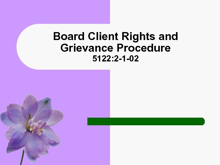 Board Client Rights and Grievance Procedure 5122: 2 -1 -02 