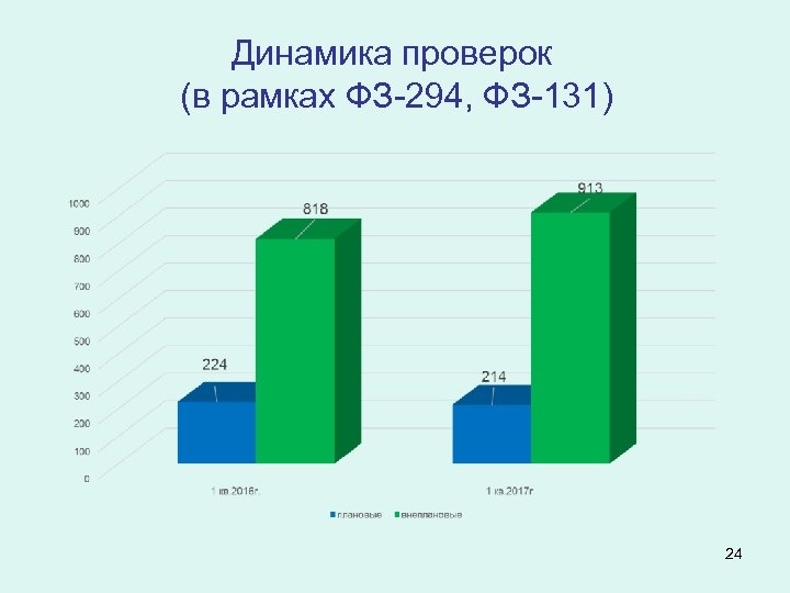 Динамика проверок (в рамках ФЗ-294, ФЗ-131) 24 