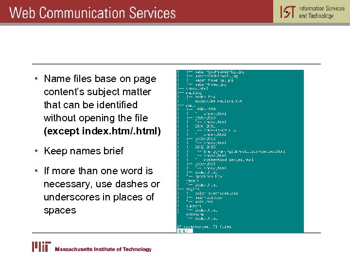  • Name files base on page content’s subject matter that can be identified
