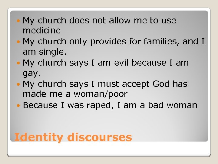 My church does not allow me to use medicine My church only provides for