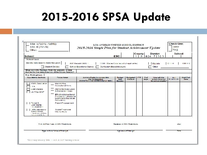 2015 -2016 SPSA Update 