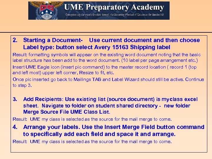 2. Starting a Document- Use current document and then choose Label type: button select