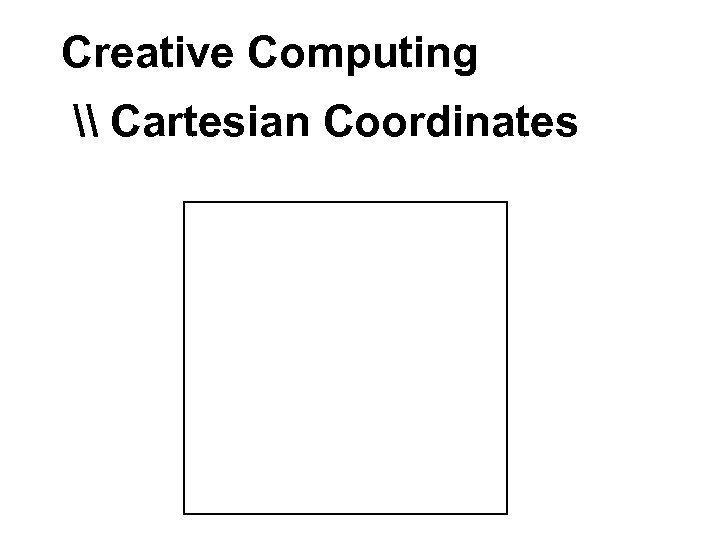 Creative Computing \ Cartesian Coordinates 