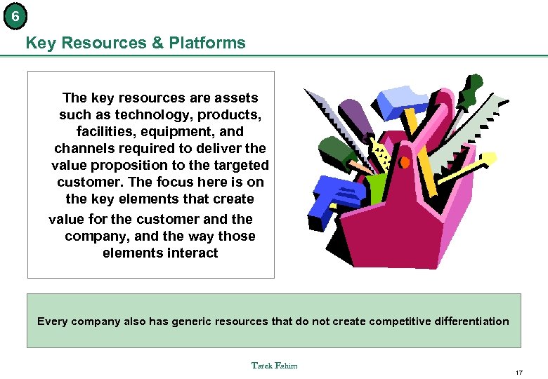 6 Key Resources & Platforms The key resources are assets such as technology, products,