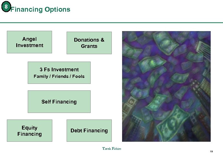 8 Financing Options Angel Investment Donations & Grants 3 Fs Investment Family / Friends