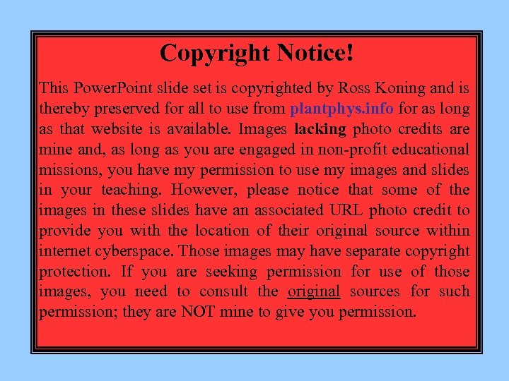Copyright Notice! This Power. Point slide set is copyrighted by Ross Koning and is