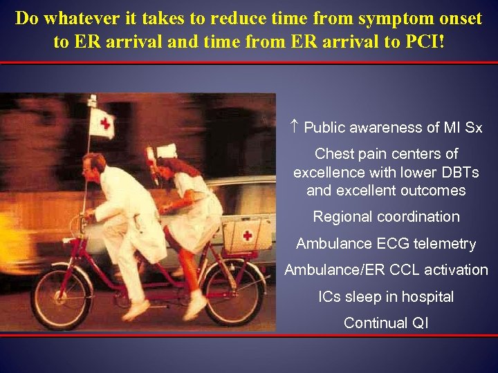 Do whatever it takes to reduce time from symptom onset to ER arrival and