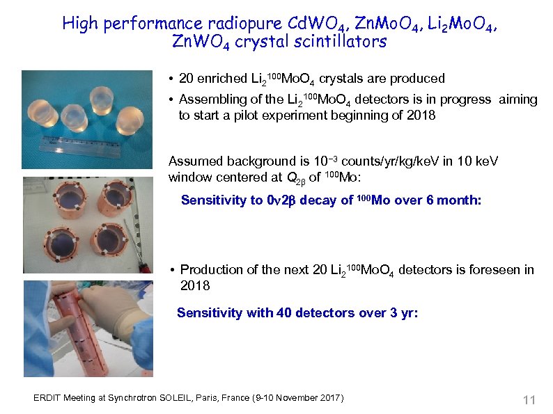 High performance radiopure Cd. WO 4, Zn. Mo. O 4, Li 2 Mo. O