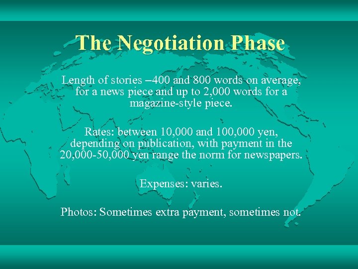 The Negotiation Phase Length of stories – 400 and 800 words on average, for