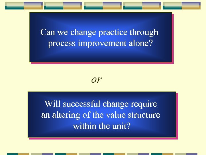 Can we change practice through process improvement alone? or Will successful change require an