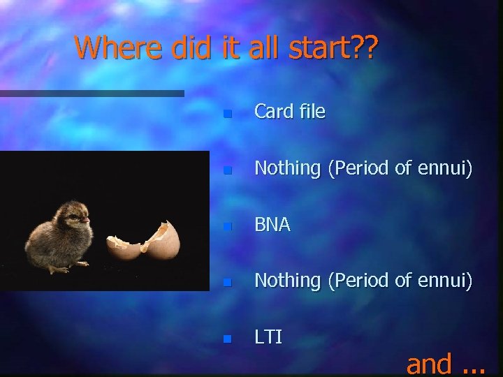 Where did it all start? ? n Card file n Nothing (Period of ennui)